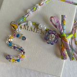 Souvenir-Floral necklace initial and Liberty cord