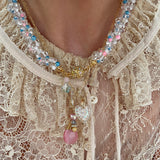 Collar Matilda cristal rosado