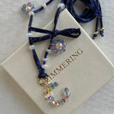 Souvenir-Navy necklace initial and Liberty cord