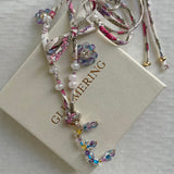Collier Souvenir Berries, initiale et cordon Liberty