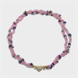 Mia necklace pink crystals